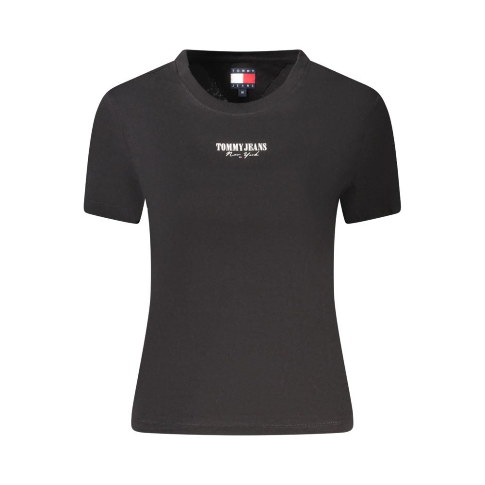 Tommy Hilfiger – Schwarzes Baumwoll-T-Shirt für Damen