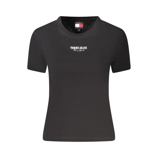 Tommy Hilfiger – Schwarzes Baumwoll-T-Shirt für Damen