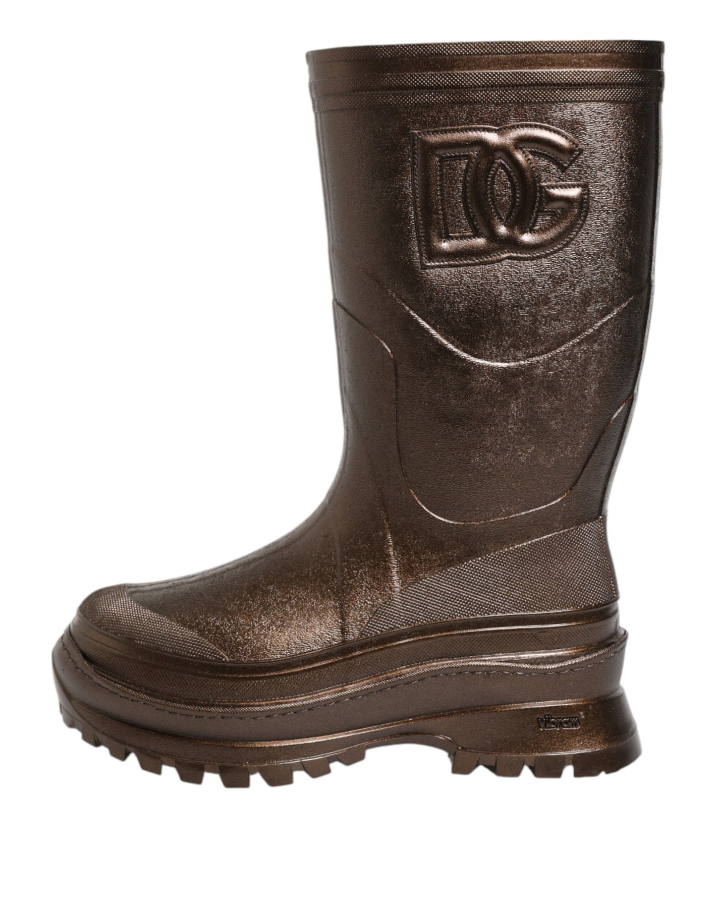 Dolce &amp; Gabbana Metallic Bronze Pull On Regenstiefel Schuhe