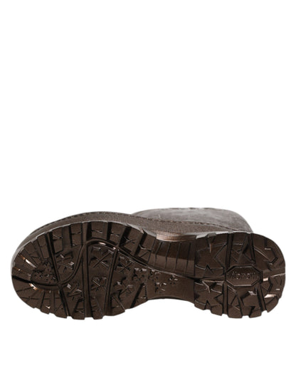 Dolce &amp; Gabbana Metallic Bronze Pull On Regenstiefel Schuhe