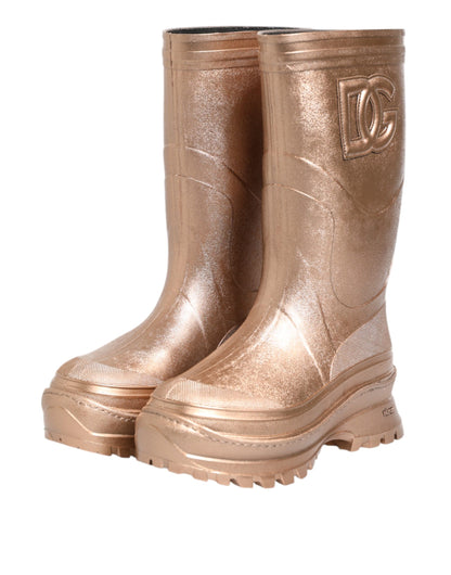 Dolce &amp; Gabbana Roségold Gummistiefel zum Hineinschlüpfen
