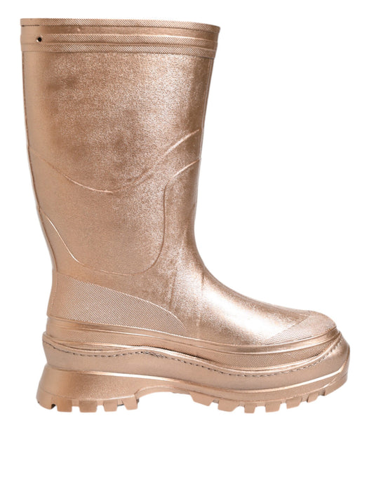Dolce &amp; Gabbana Roségold Gummistiefel zum Hineinschlüpfen