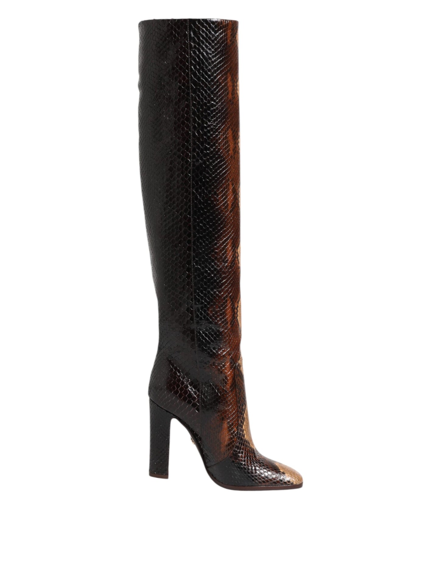 Dolce &amp; Gabbana – Reitstiefel mit Python-Schlangenhaut-Print in Braun