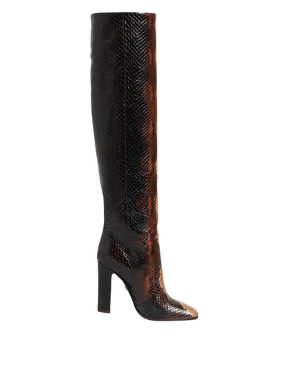 Dolce &amp; Gabbana – Reitstiefel mit Python-Schlangenhaut-Print in Braun