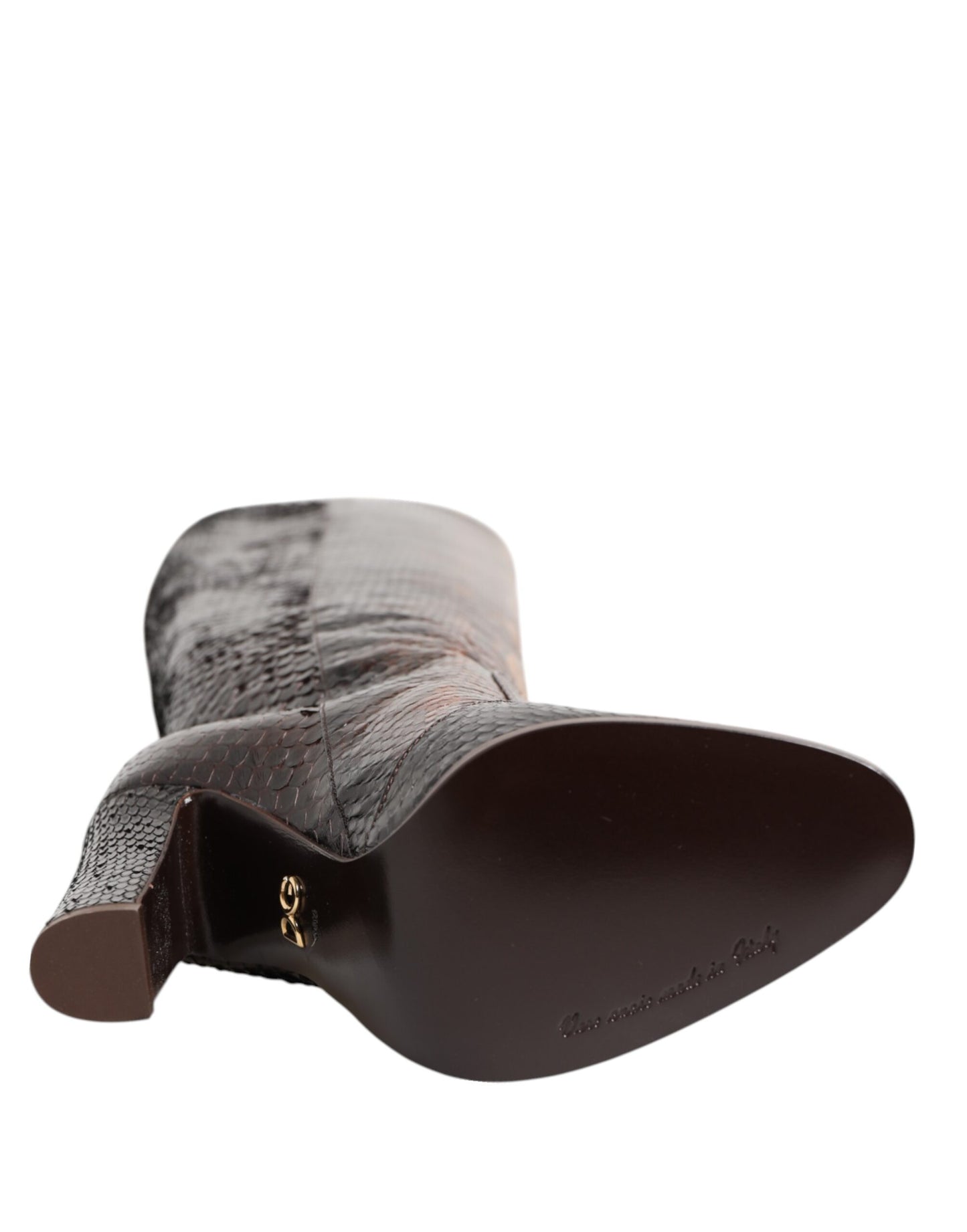 Dolce &amp; Gabbana – Reitstiefel mit Python-Schlangenhaut-Print in Braun
