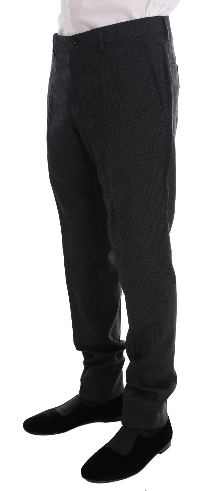 Dolce &amp; Gabbana – Grau gemusterter 3-teiliger Slim-Fit-Anzug aus Wolle