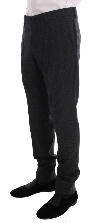 Dolce &amp; Gabbana – Grau gemusterter 3-teiliger Slim-Fit-Anzug aus Wolle