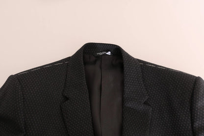 Dolce &amp; Gabbana – Grau gemusterter 3-teiliger Slim-Fit-Anzug aus Wolle