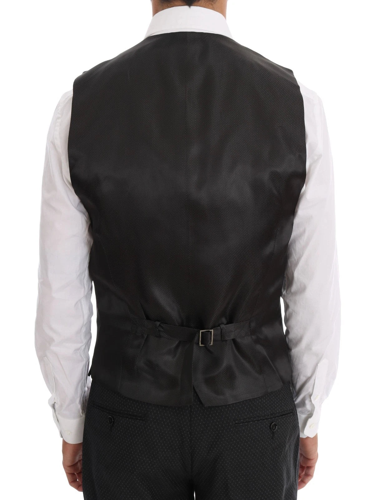 Dolce &amp; Gabbana – Grau gemusterter 3-teiliger Slim-Fit-Anzug aus Wolle