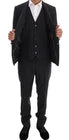Dolce &amp; Gabbana – Grau gemusterter 3-teiliger Slim-Fit-Anzug aus Wolle
