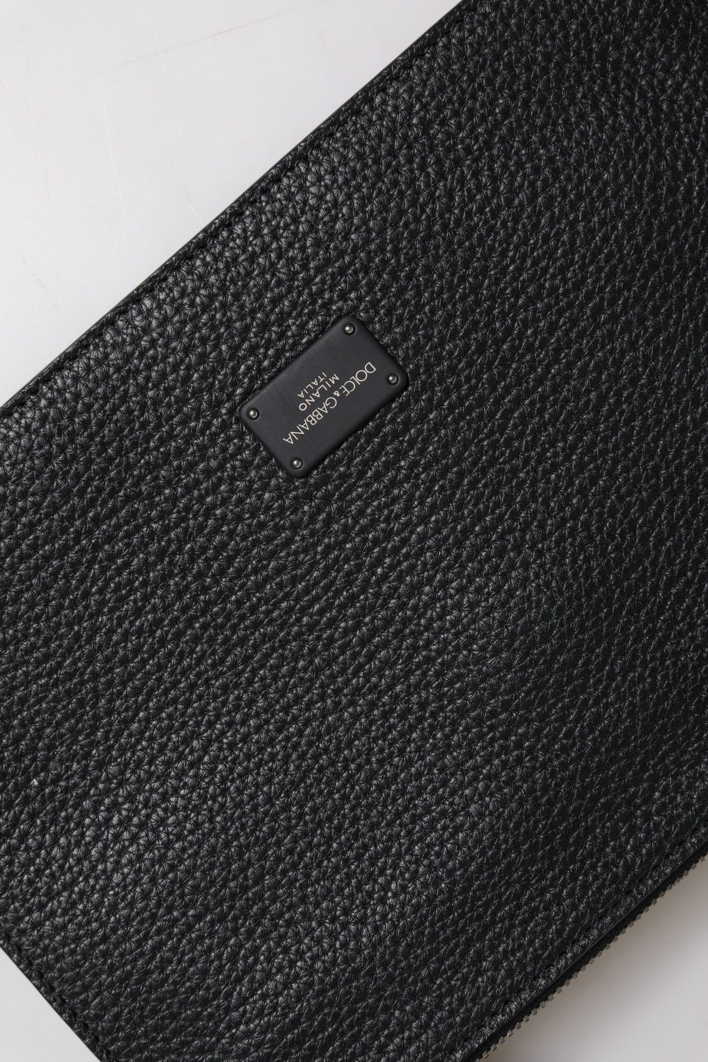 Dolce &amp; Gabbana – Gürteltasche aus schwarzem Leder mit Logoprägung