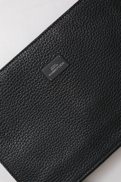 Dolce &amp; Gabbana – Gürteltasche aus schwarzem Leder mit Logoprägung