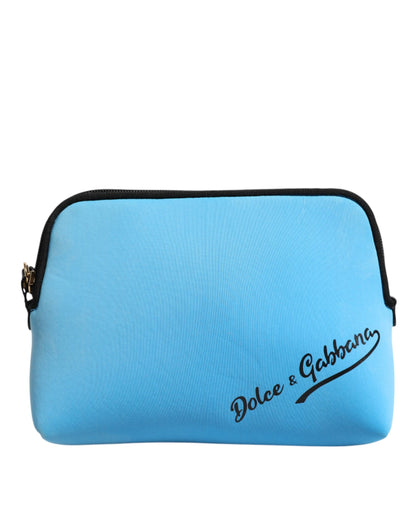 Dolce &amp; Gabbana, blaue Clutch aus Nylon mit DG-Logo-Print und Reißverschluss