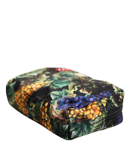 Dolce &amp; Gabbana – Clutch mit Logo-Schild und mehrfarbigem Traubenprint
