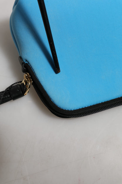 Dolce &amp; Gabbana, blaue Clutch aus Nylon mit DG-Logo-Print und Reißverschluss