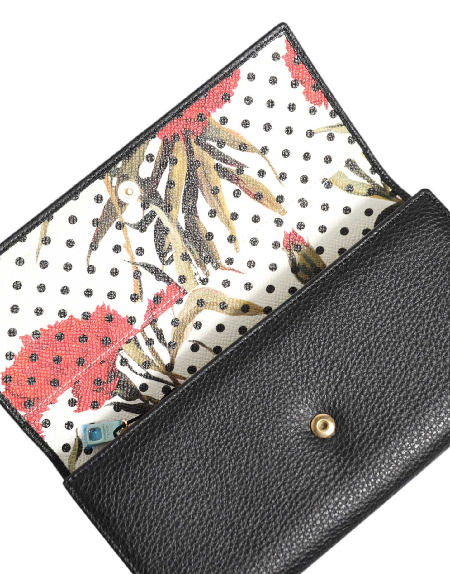 Dolce &amp; Gabbana – Dreifach gefaltete Kartenhülle aus schwarzem Leder mit Logo-Plakette