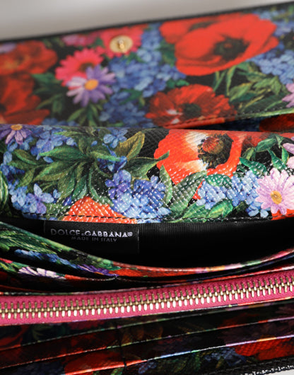 Dolce &amp; Gabbana – Dreifach gefaltete Kartenetui-Geldbörse aus schwarzem Leder mit Logo-Schild