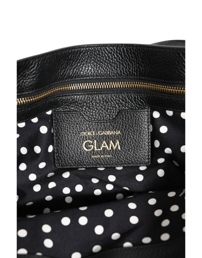 Dolce &amp; Gabbana – Tragetasche aus braunem Leoparden-GLAM-Leder mit Logo-Plakette