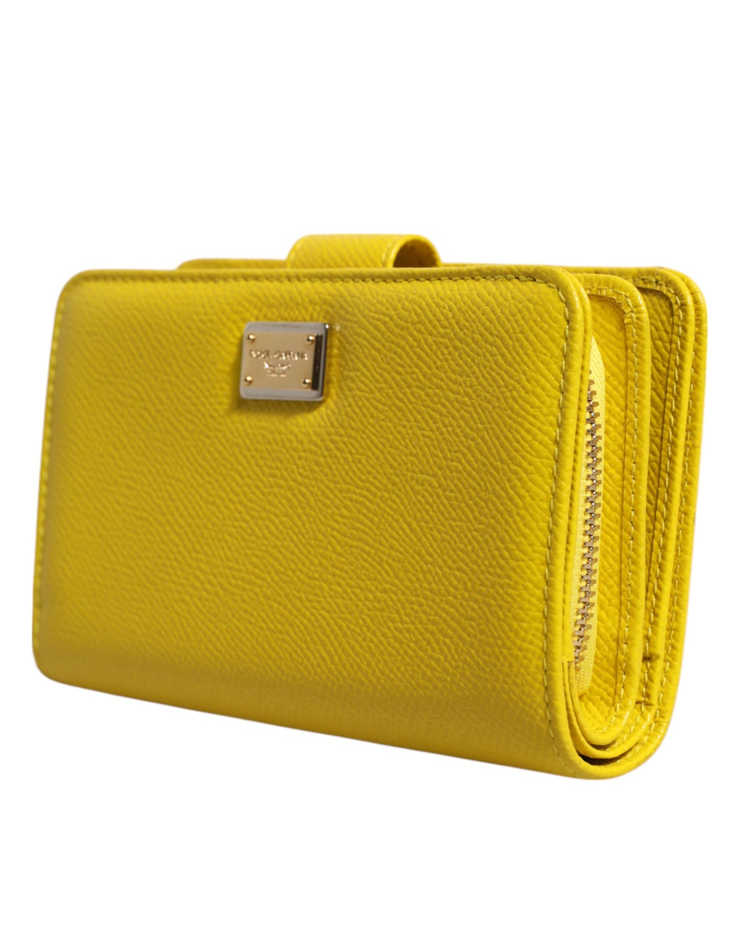 Dolce &amp; Gabbana – Zweifach gefaltete Clutch aus gelbem Leder in Kontinentalform