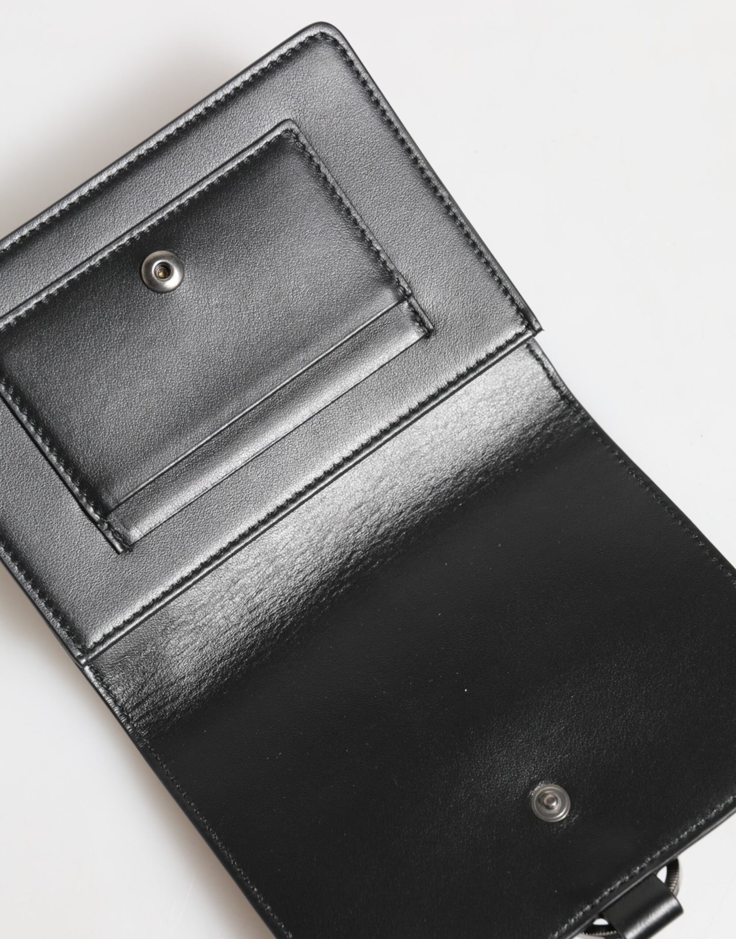 Dolce &amp; Gabbana – Kartenetui aus schwarzem Leder mit Kristallverzierung