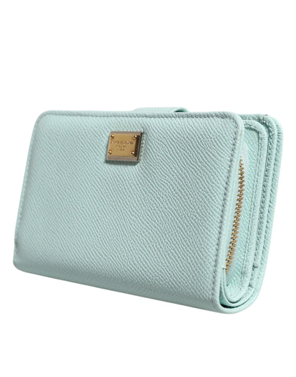 Dolce &amp; Gabbana – Mintgrüne, zweifach faltbare Continental-Clutch aus Leder