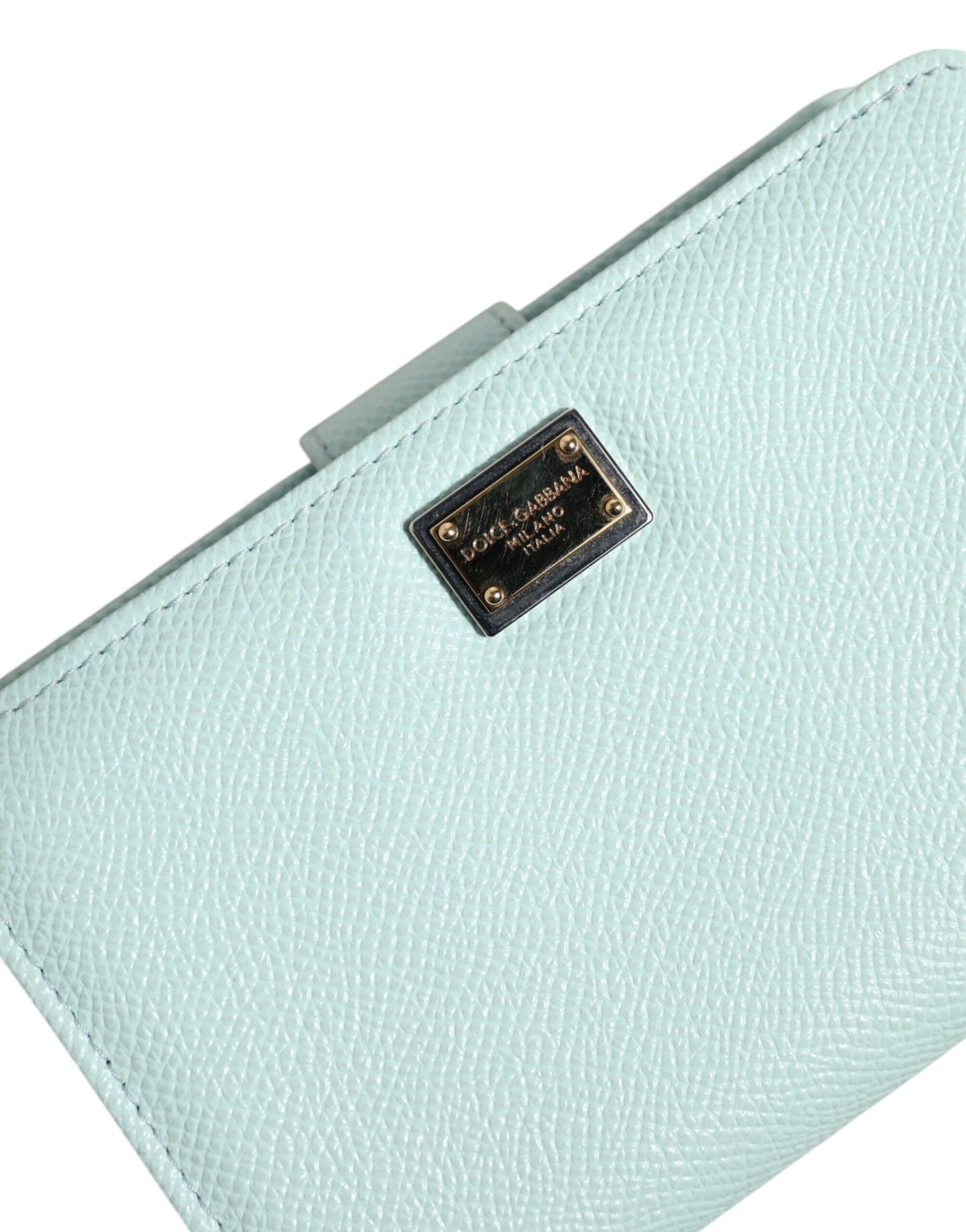 Dolce &amp; Gabbana – Mintgrüne, zweifach faltbare Continental-Clutch aus Leder