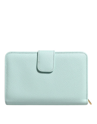 Dolce &amp; Gabbana – Mintgrüne, zweifach faltbare Continental-Clutch aus Leder