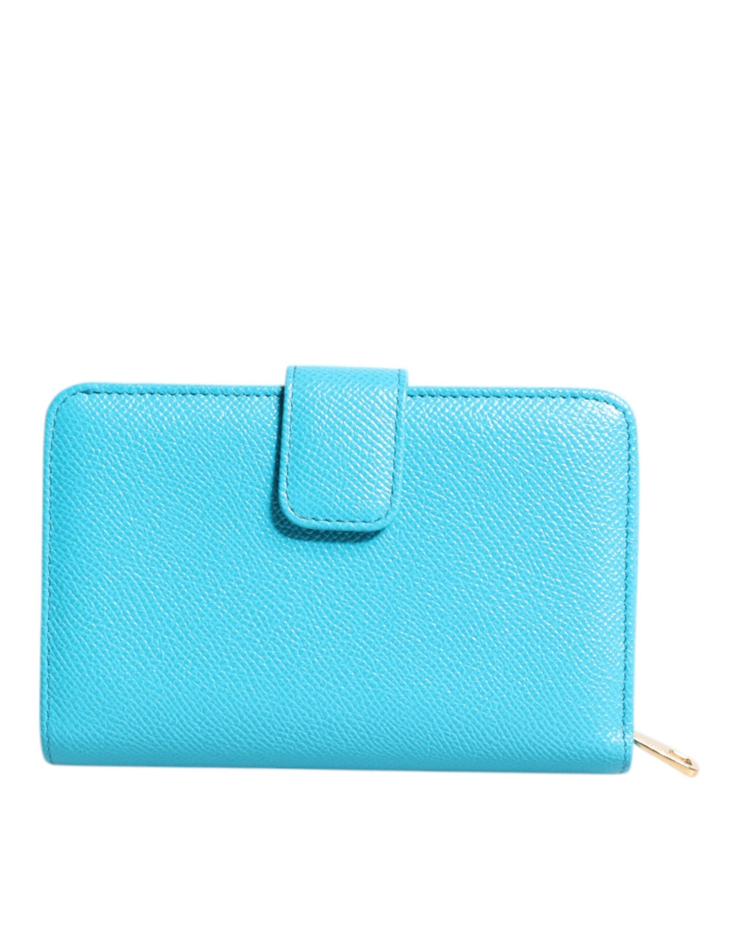 Dolce &amp; Gabbana Hellblaue, zweifach faltbare Clutch aus Leder im Kontinentalstil