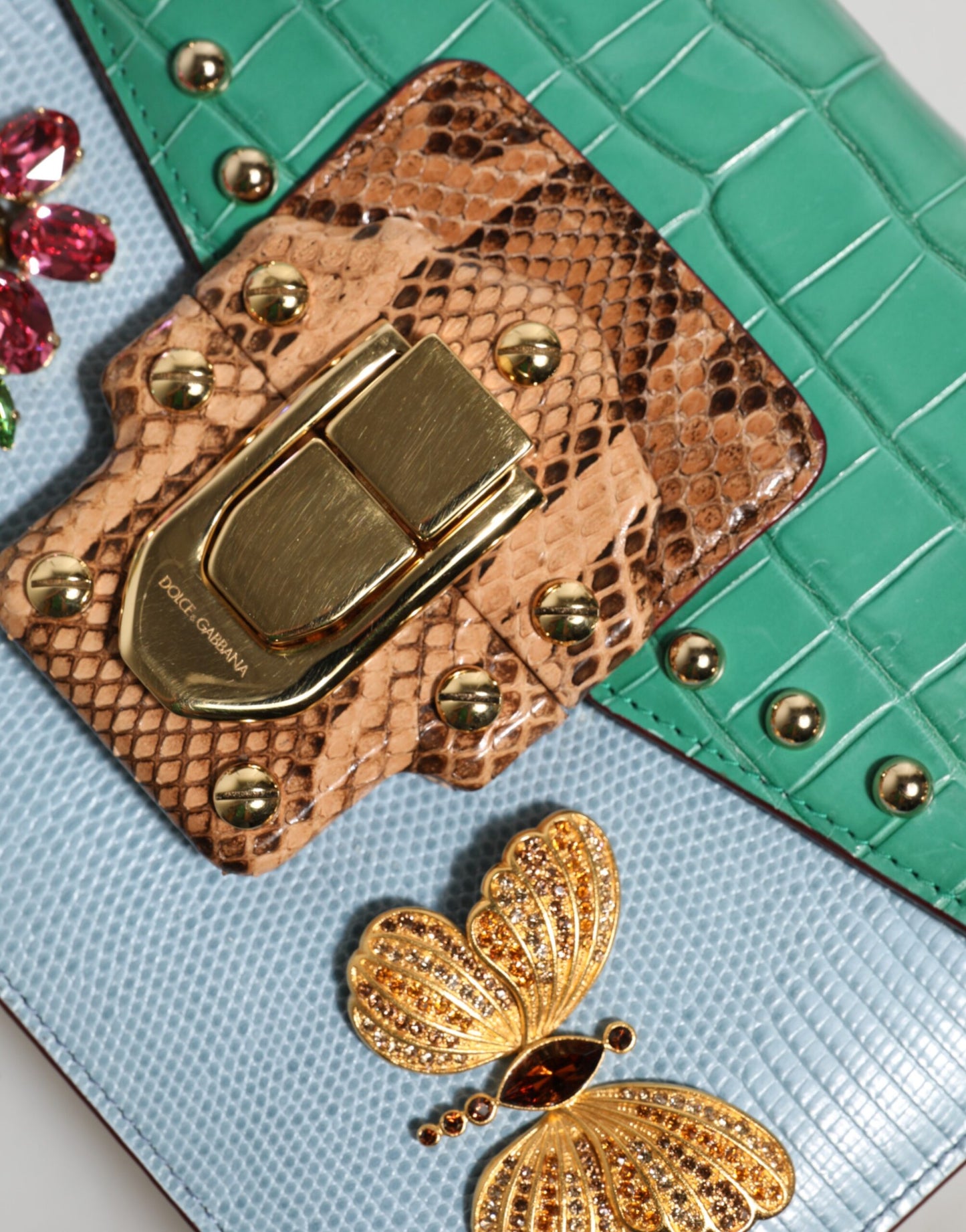 Dolce & Gabbana Blue Green LUCIA Embellished Crossbody Bag