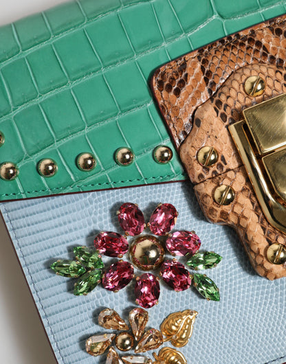 Dolce & Gabbana Blue Green LUCIA Embellished Crossbody Bag