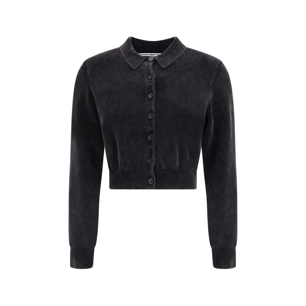 Schwarze Baumwoll-Strickjacke von Alexander Wang