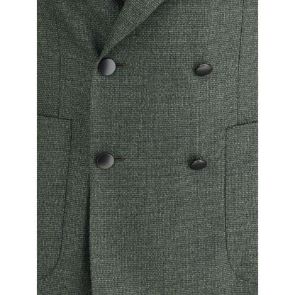 Tagliatore Blazer aus grünem Fleece-Wollstoff