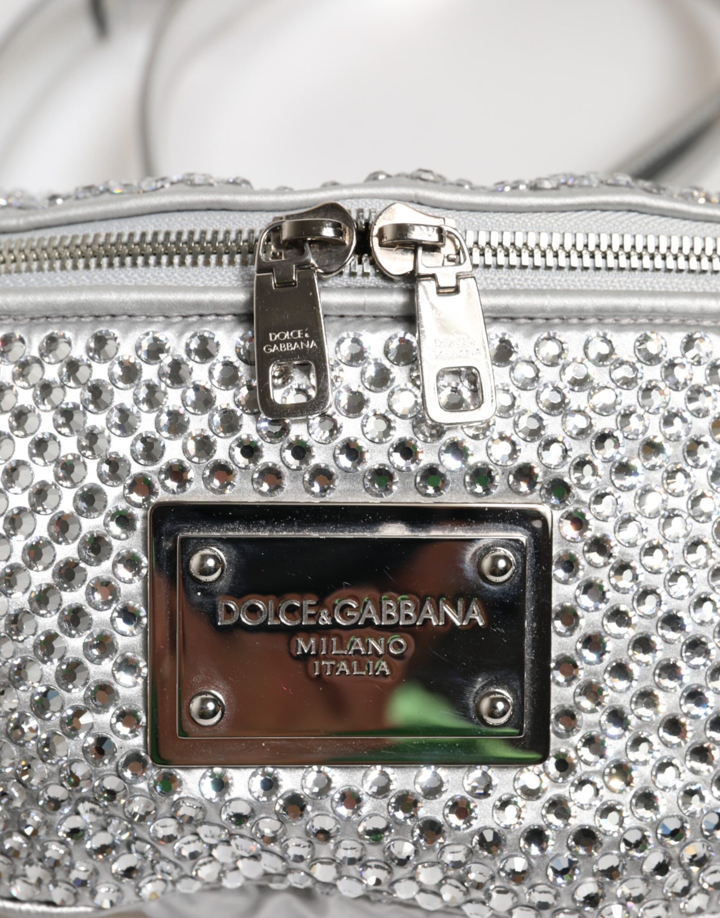 Dolce & Gabbana Silver Crystal-Embellished Belt Strap Bag