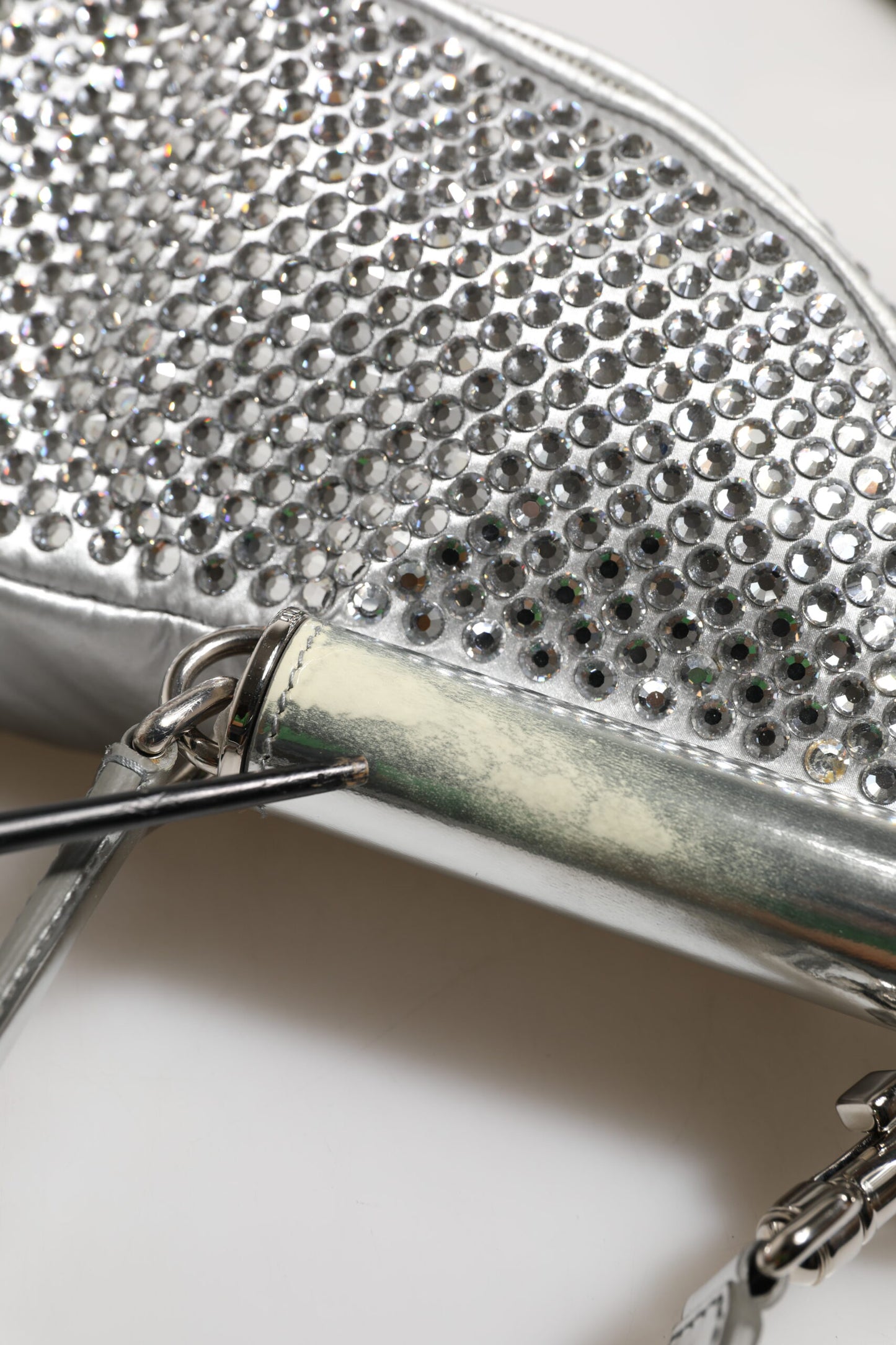 Dolce & Gabbana Silver Crystal-Embellished Belt Strap Bag