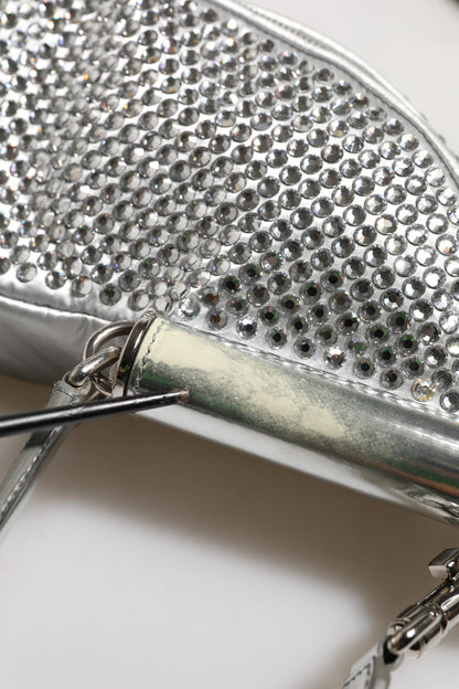 Dolce & Gabbana Silver Crystal-Embellished Belt Strap Bag