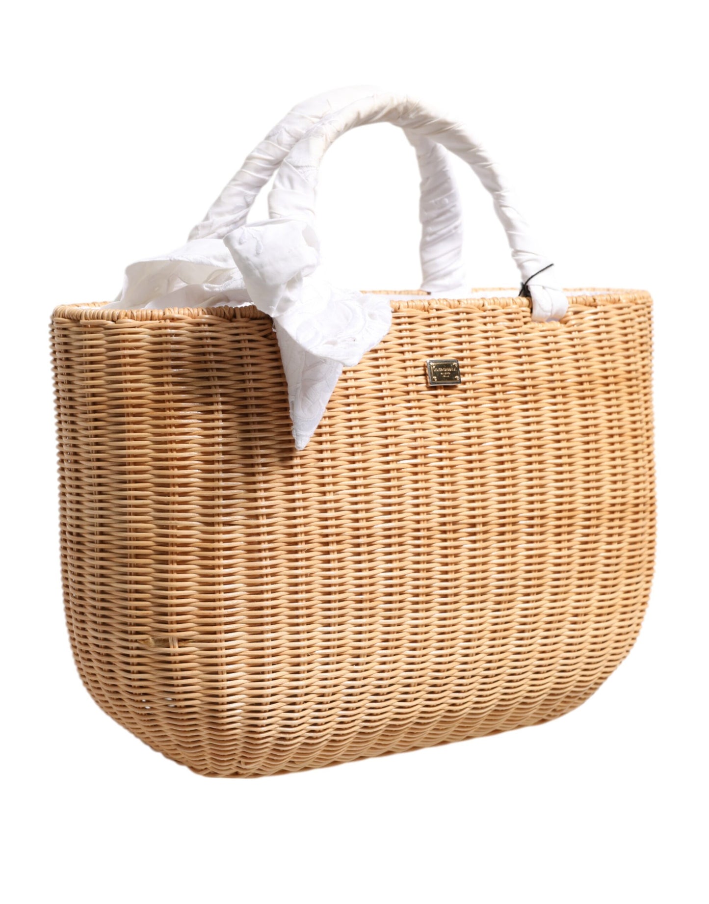 Dolce & Gabbana Beige Fiber Vegetable Basket Handbag Tote Bag