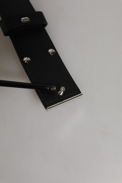 Dolce &amp; Gabbana – Klassischer Gürtel aus schwarzem Leder mit Metall-Logoschnalle
