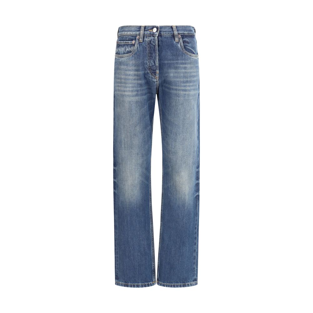 Prada Blue Cotton Straight-Leg Jeans