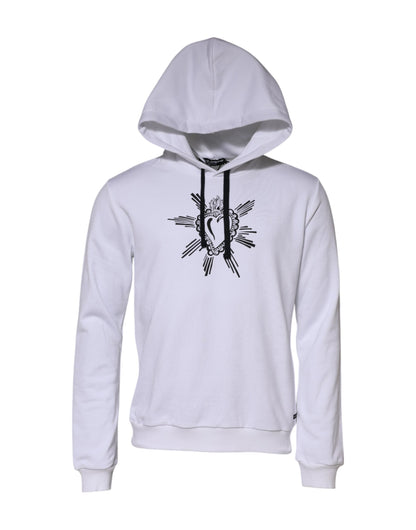 Dolce & Gabbana White Sacred Heart Hooded Sweatshirt Sweater