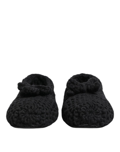 Dolce &amp; Gabbana – Ballerinas zum Hineinschlüpfen aus schwarzem Wollstrick