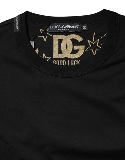 Dolce &amp; Gabbana – Schwarzes Baumwoll-T-Shirt mit Rundhalsausschnitt und Logo-Print