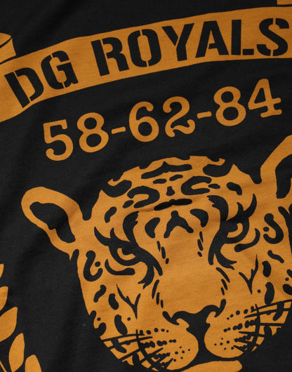 Dolce &amp; Gabbana Schwarzes DG Royals Baumwoll-T-Shirt mit Rundhalsausschnitt