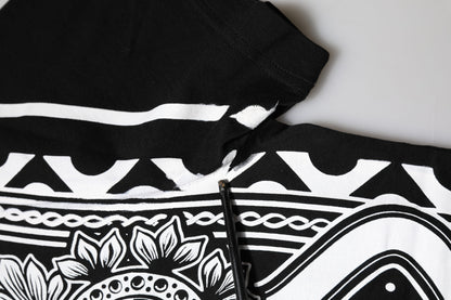 Dolce &amp; Gabbana – Schwarzes Baumwoll-T-Shirt mit Rundhalsausschnitt und Bandana-Print