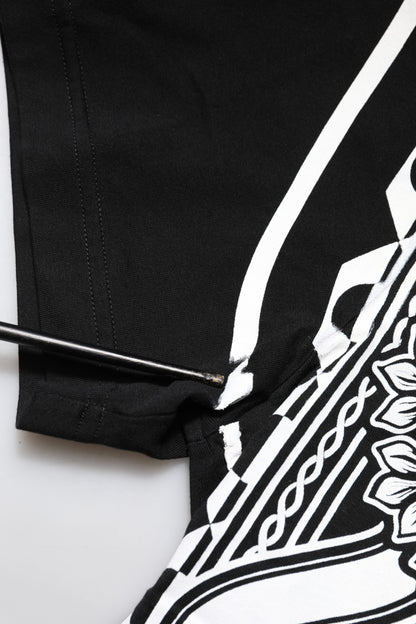 Dolce &amp; Gabbana – Schwarzes Baumwoll-T-Shirt mit Rundhalsausschnitt und Bandana-Print