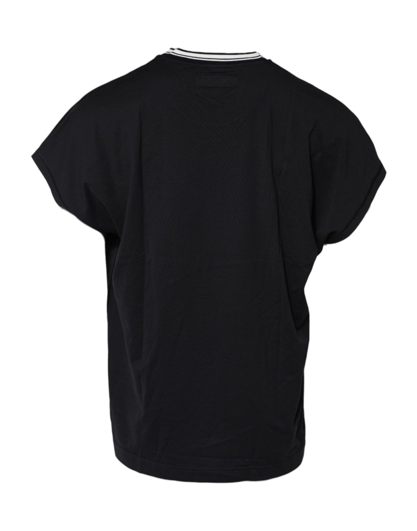 Dolce &amp; Gabbana Dunkelblaues T-Shirt aus Baumwolle mit Rundhalsausschnitt „Venezia Crown“