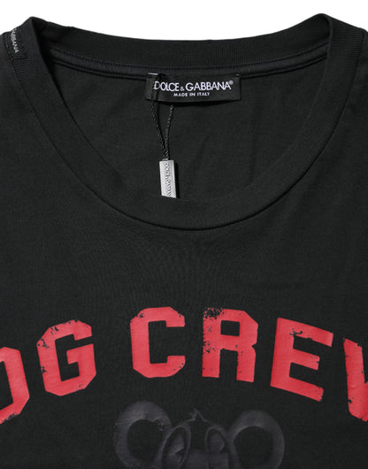 Dolce &amp; Gabbana Schwarzes DG Crew Devotion Baumwoll-T-Shirt mit Rundhalsausschnitt