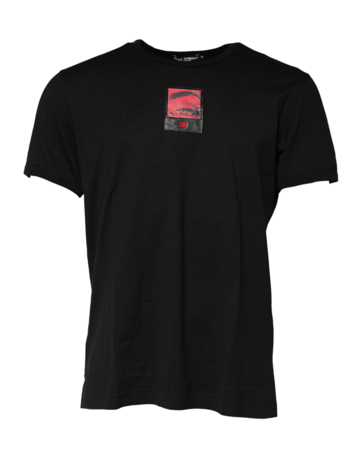Dolce &amp; Gabbana – Schwarzes T-Shirt mit Augen-Print aus Baumwolle für Herren mit Rundhalsausschnitt
