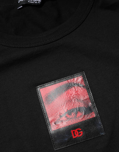 Dolce &amp; Gabbana – Schwarzes T-Shirt mit Augen-Print aus Baumwolle für Herren mit Rundhalsausschnitt