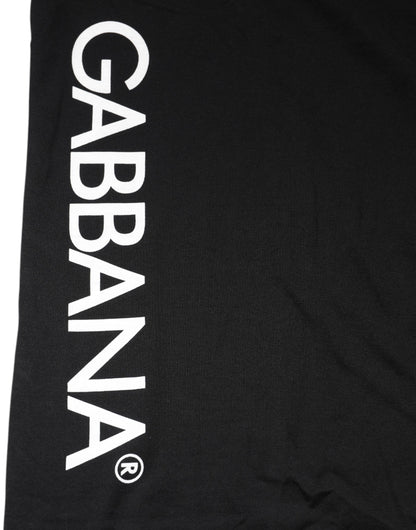 Dolce &amp; Gabbana – Schwarzes Baumwoll-T-Shirt mit Rundhalsausschnitt und Logo-Print