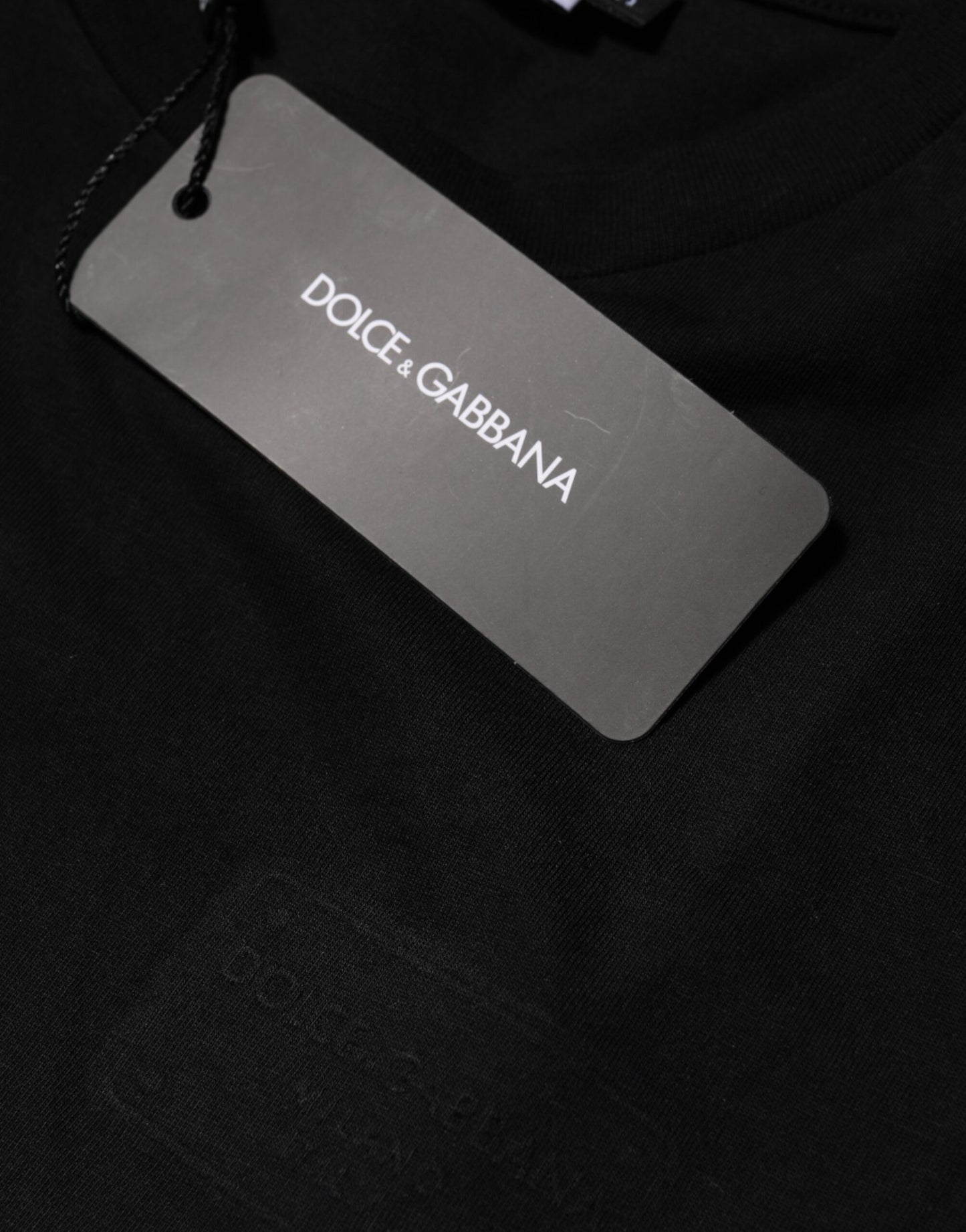 Dolce &amp; Gabbana – Schwarzes T-Shirt aus Baumwolle mit Rundhalsausschnitt und kurzen Ärmeln